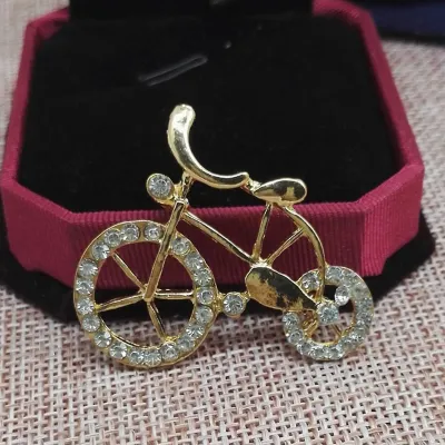 Mini Bike Decor Crystal Cycle Brooch 